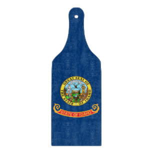 Planche À Découper Pagaie à découper en verre avec drapeau Idaho
