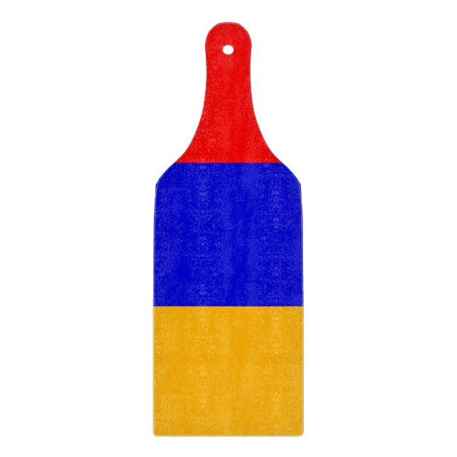 Planche À Découper Pagaie en verre avec drapeau d'Arménie (Devant)