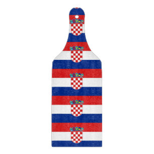 Planche À Découper Pagaie en verre avec drapeau de Croatie