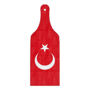 Planche À Découper Pagaie en verre avec drapeau de la Turquie