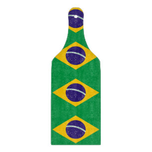 Planche À Découper Pagaie en verre avec drapeau du Brésil