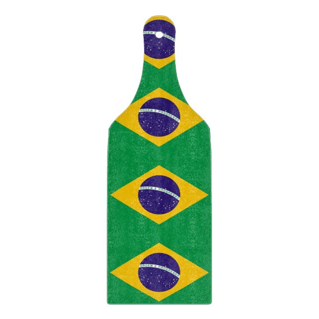 Planche À Découper Pagaie en verre avec drapeau du Brésil (Devant)