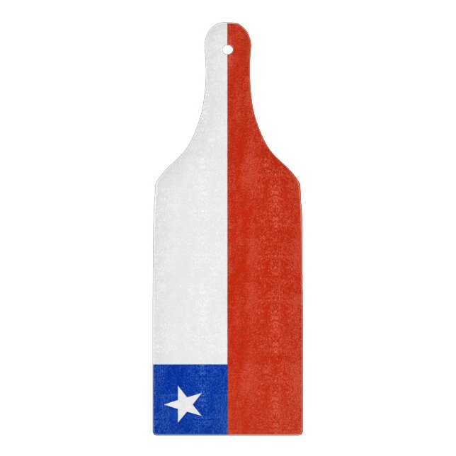 Planche À Découper Pagaie en verre avec drapeau du Chili (Devant)