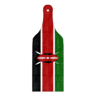 Planche À Découper Pagaie en verre avec drapeau du Kenya
