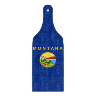 Planche À Découper Pagaie en verre avec drapeau du Montana