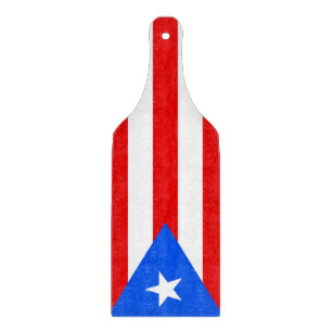 Planche À Découper Pagaie en verre avec drapeau Porto Rico