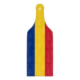 Planche À Découper Pagaie en verre avec drapeau roumain