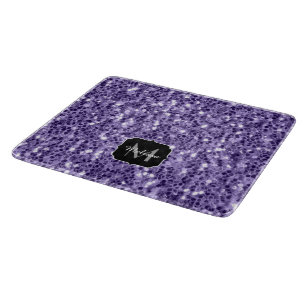 Planche À Découper Paillettes violet ultra violet monogramme