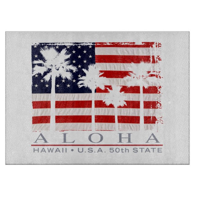 Planche À Découper Palm Flag Hawaii Aloha Patriotic Cutboard (Devant)