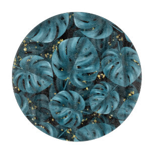 Planche À Découper Palmier De Monstera, Plat D'Or Sans Couche.