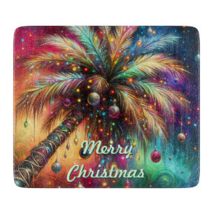 Planche À Découper Palmier de Noël tropical personnalisé sur la plage