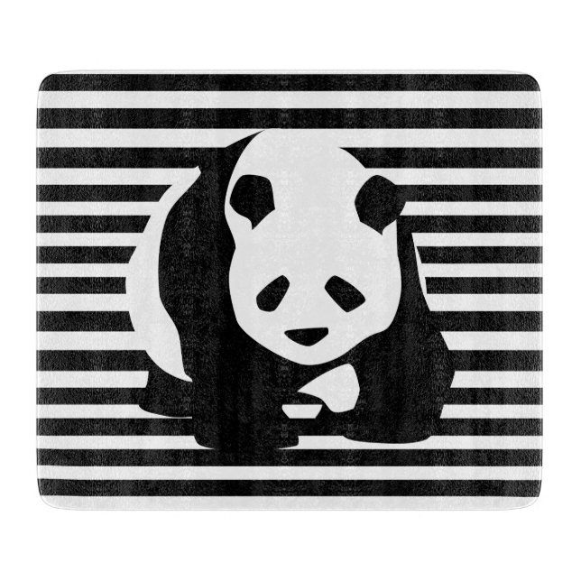 Planche À Découper Panda et rayures noirs et blancs (Devant)