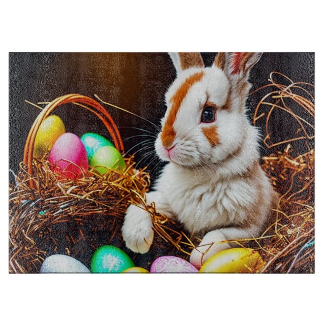 Planche À Découper Panier et oeufs de lapin de Pâques (Devant)