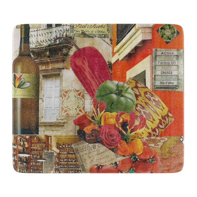 Planche À Découper Panneau de coupe en verre avec poivre chili (Devant)
