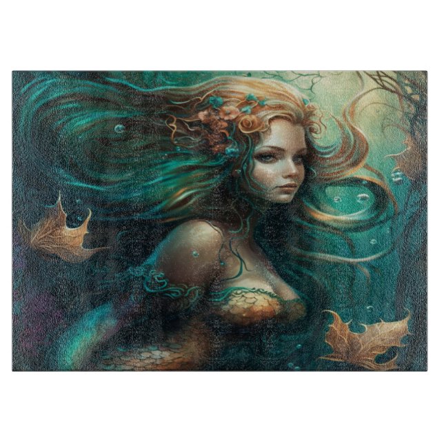 Planche À Découper Panneau de coupe en verre de sirène (Devant)