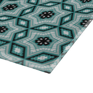 Planche À Découper Panneau de coupe en verre Motif géométrique vert+n