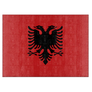 Planche À Découper Panneau de découpe en verre avec Drapeau d'Albanie