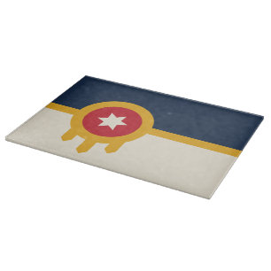 Planche À Découper Panneau de découpe en verre avec Drapeau de Tulsa,