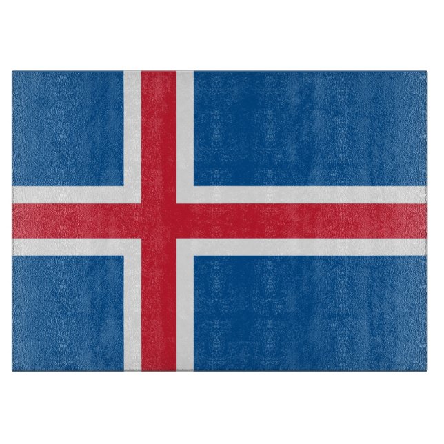 Planche À Découper Panneau de découpe en verre avec Drapeau d'Islande (Devant)