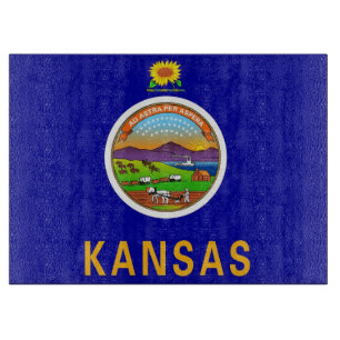 Planche À Découper Panneau de découpe en verre avec Drapeau du Kansas