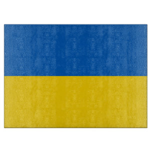 Planche À Découper Panneau de découpe en verre avec Drapeau d'Ukraine