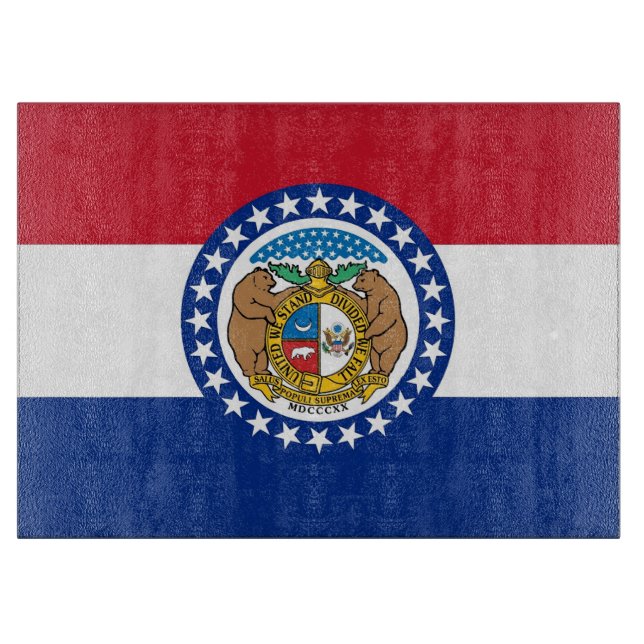 Planche À Découper Panneau de découpe en verre avec Drapeau Missouri  (Devant)