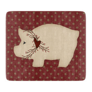 Planche À Découper Panneau de découpe en verre de porc primitif