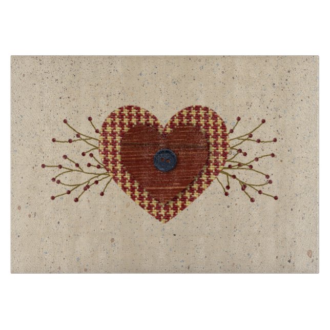 Planche À Découper Panneau de découpe en verre du coeur du pays (Devant)