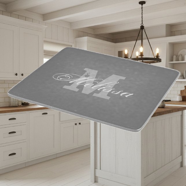 Planche À Découper Panneau de découpe en verre élégant monogramme per (glass cutting board with monogram)