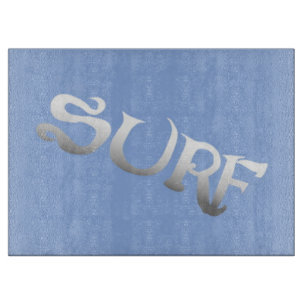 Planche À Découper Panneau de découpe en verre incliné bleu surf