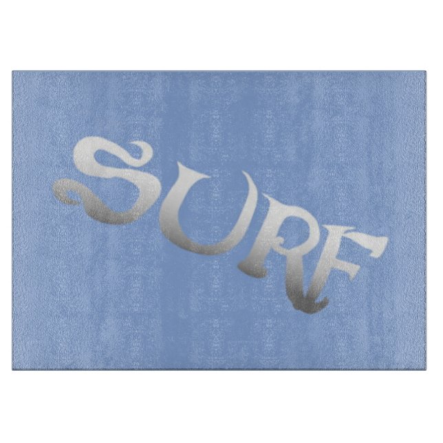 Planche À Découper Panneau de découpe en verre incliné bleu surf (Devant)
