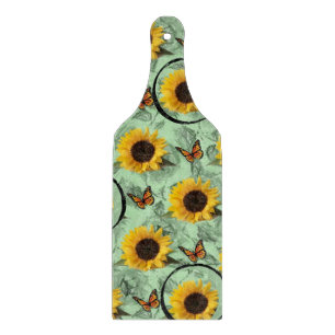 Planche À Découper Panneau de découpe en verre Papillon de tournesol