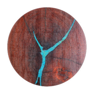 Planche À Découper Panneau de découpe en verre turquoise et Mesquite