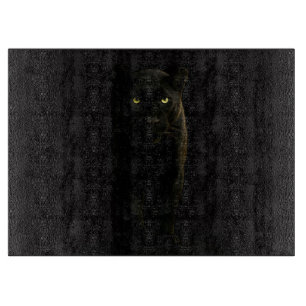 Planche À Découper Panthère noire Black 4 Luxe Glass board
