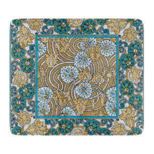 Planche À Découper papier peint bleu art nouveau cyclamen