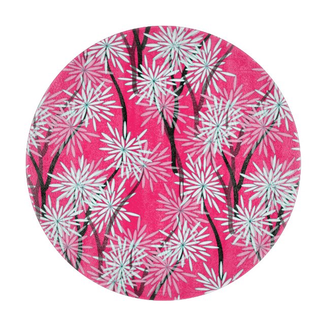 Planche À Découper Papier peint floral asiatique rétro. (Devant)