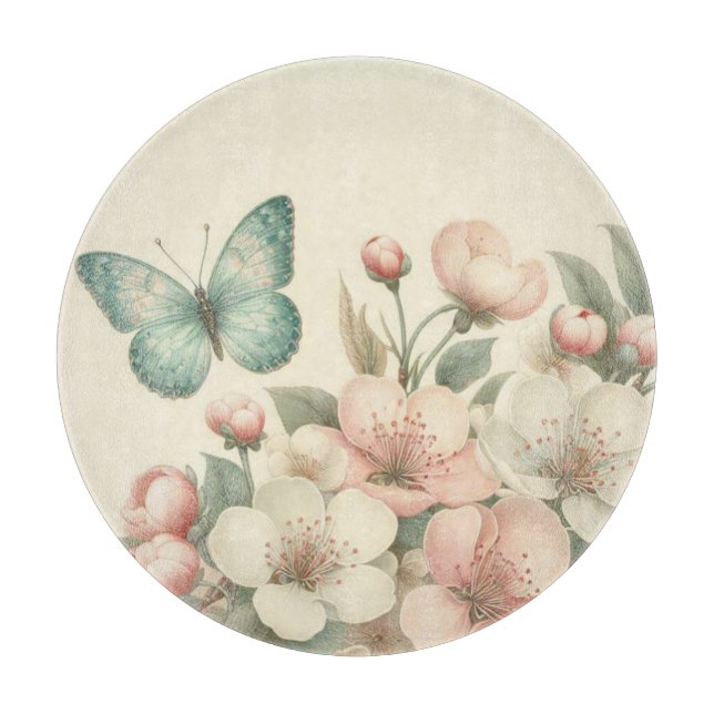 Planche À Découper Papillon à ressort/floral vintage (Devant)