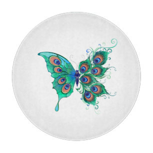 Planche À Découper Papillon aux plumes de paon vert