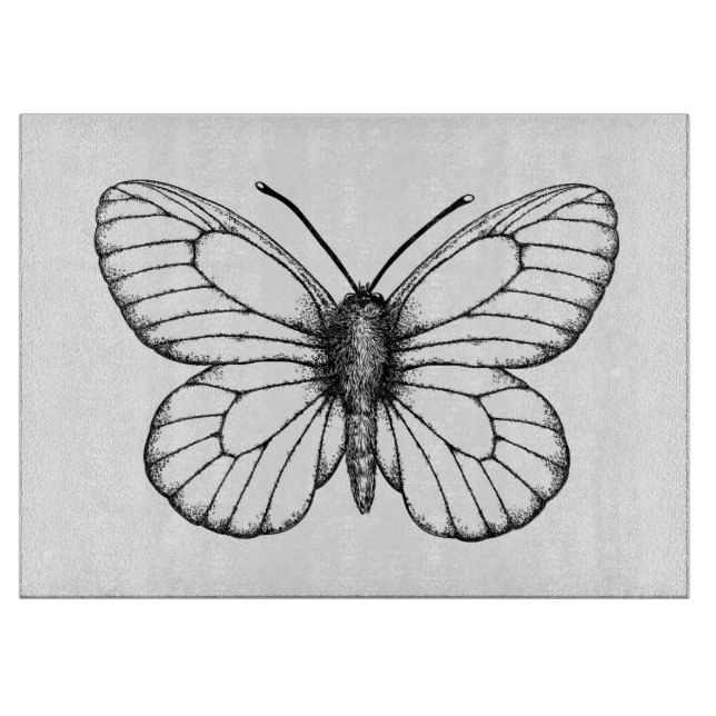 Planche À Découper Papillon blanc à veine noire (Devant)