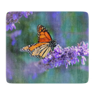 Planche À Découper Papillon Monarque sur Fleur violette lilas