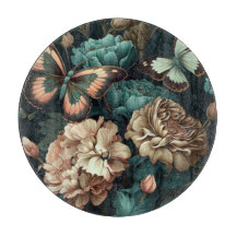 Papillons et fleurs design classique foncé