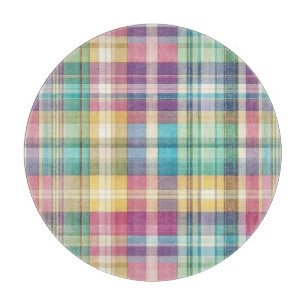 Planche À Découper Pâques/Printemps plaid/tartan pastel