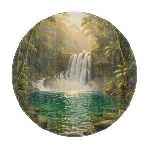 Planche À Découper Paradis de la jungle à cascade tropicale luxuriant
