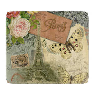 Planche À Découper Paris France Art Antique Collage Eiffel Français
