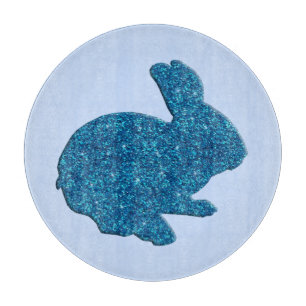 Planche À Découper Parties scintillant Bleue Silhouette Pâques Lapin 