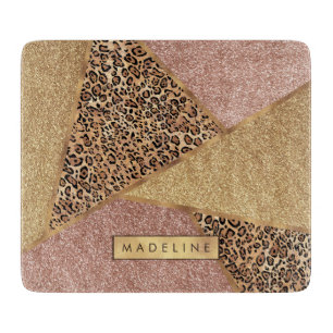 Planche À Découper Parties scintillant Leopard de Motif  rouge Rose g