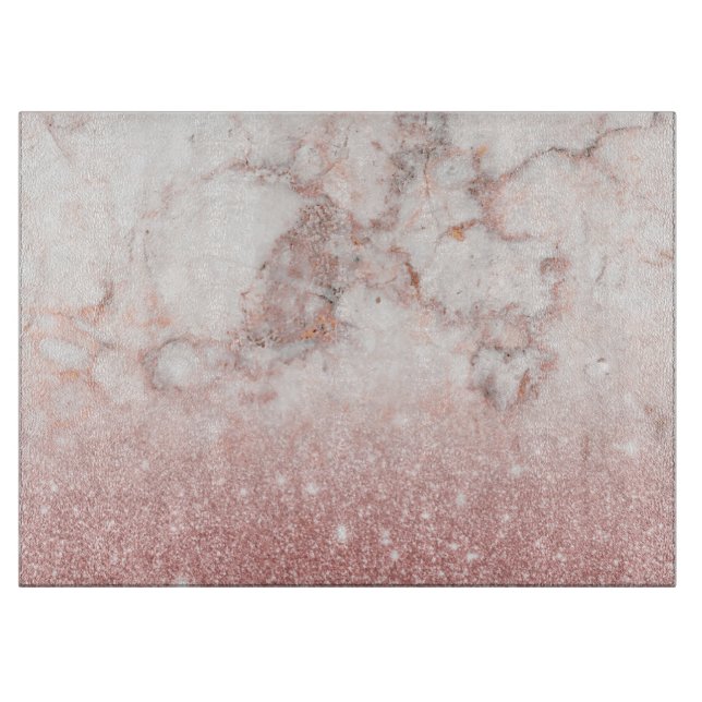 Planche À Découper Parties scintillantes roses Ombre de marbre blanc (Devant)