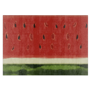 Planche à découper pastèque aquarelle rouge vif