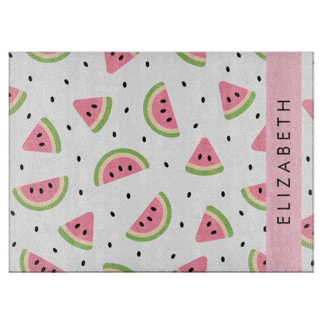 Planche À Découper Pastèque Rose, Pâtes De Pâques, Votre Nom (Devant)