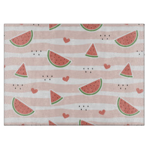 Planche À Découper Pastèques rouges, Coeurs, Grandes Pâtes, Motif d'é